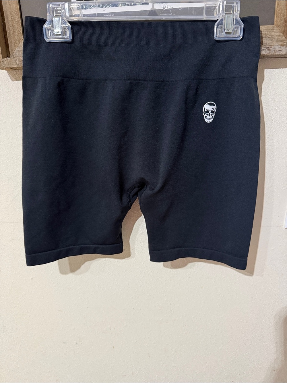 Gymreapers Black Women's Bike Athletic Shorts with Skull Accent and Scrunch Butt